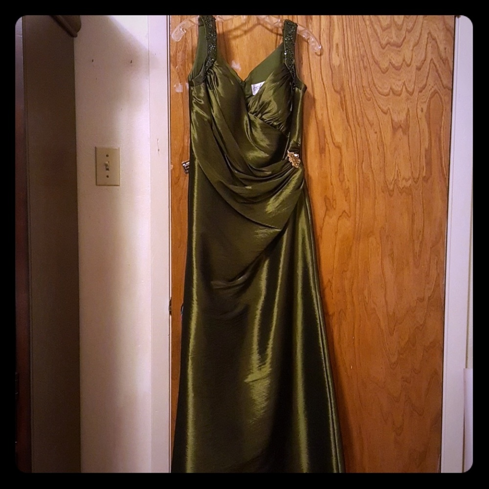 Olive green sequence formal gown